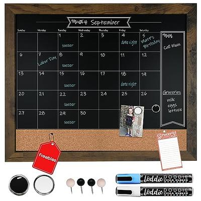 U Brands Magnetic Chalk Calendar Board 16 x 20 Rustic Wood Frame