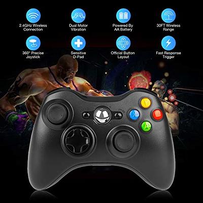 Wireless Controller for Xbox 360, Oussirro 2.4GHZ Remote Joystick Gamepad  for PC Windows 7,8,10 with Receiver Adapter, No Audio Jack, Black