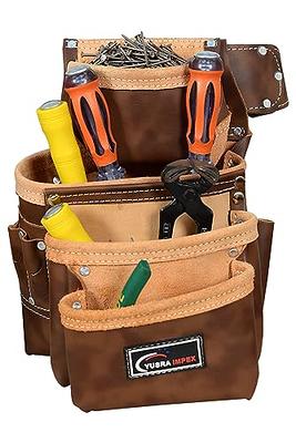 Trutuch Brown Leather Tool Belt | Pouch Bag | 17 Pockets | Tool Pouch | Carpenter | Construction | Framers | Electrician, Men's, Size: Large