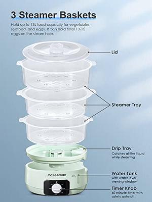 Cozeemax 3 Tier Electric Food Steamer for Cooking, 13.7QT Vegetable Steamer  for Fast Simultaneous Cooking, Veggie Steamer, Food Steam Cooker, 60 Minute  Timer, BPA Free Baskets, 800W(Green) - Yahoo Shopping