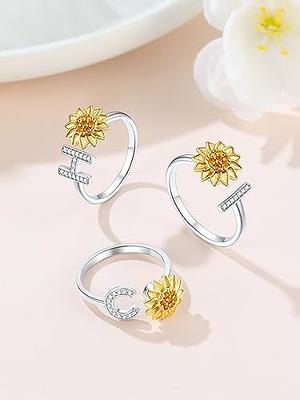 Rose Flower Anxiety Ring Sterling Silver Fidget Ring Flower Spinner Ring  Adjustable Rings for Women Worry Band Rings - Walmart.com