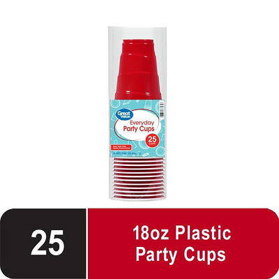 Hefty Party on Disposable Plastic Cups, Red, 18 Ounce, 25 Count