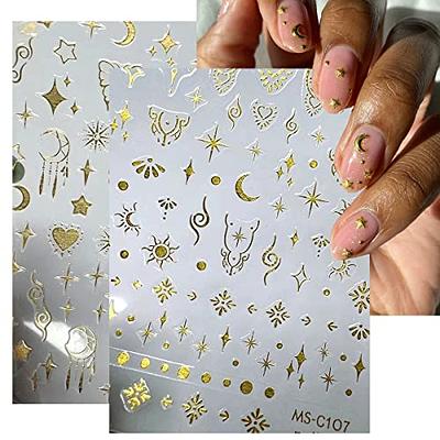 Stars Nail Art Stickers Decals 6Sheets Nail Art Supplies 3D Self-Adhesive  Nail Art Decoration Stars Holographic Laser Design Nail Art Accessories  Women and Girls DIY Acrylic Nail Art