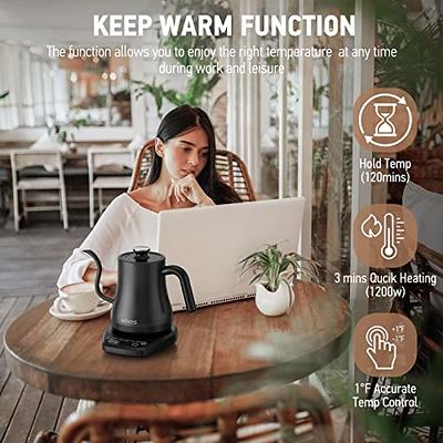 Smart Electric Kettle with Temperature Control, 5 Presets Electric Tea Kettle with Removable Infuser, 2 Hours Keep Warm with Auto Shut Off , 17L, Glas