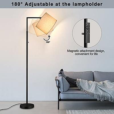 Outon Floor Lamps for Living Room with Remote Control, 4 Color Temperatures Pole Lamps with Linen Shade for Bedroom, Office, Black