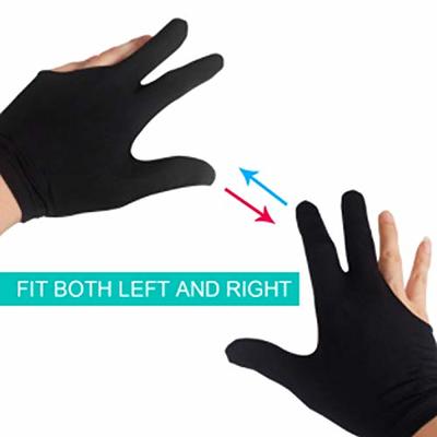 2pcs 3 Fingers Billiard Cue Pool Gloves Snooker Left Hand Nylon Accessories