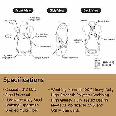 Universal Full Body Fall Protection Safety Harness with Dorsal D-Ring and  Mating Buckle Legs, roofing harness construction harness OSHA/ANSI Compliant