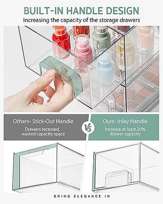 2 Pack Stackable Makeup Organizer And Storage, Acrylic Organizers, Clear  Plastic Storage Drawer With Handles For Vanity, Undersink, Kitchen Cabinets