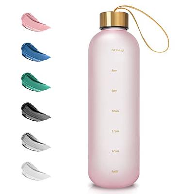 Hyeta 32 oz Water Bottles with Times to Drink and Straw