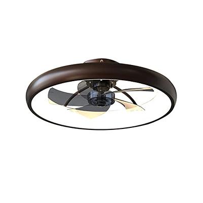 Jinweite Ceiling Fan with Light, 19 inches LED Remote Control Fully  Dimmable Lighting Modes Invisible Acrylic Blades Metal Shell Semi Flush  Mount Low