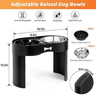 Sunmeyke Stainless Steel Elevated Dog Bowls Stand(up to 20.3''), Adjustable  Raised Dog Bowl for Medium, Large Sized Dogs, with 4L(135 OZ/17