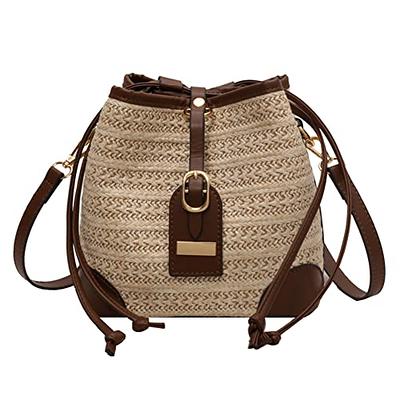 OWGSEE Straw Beach Bag, Small Straw Purse for Women Summer Woven Beach Bag  Shoulder Crossbody Bags Handbag for Vacation