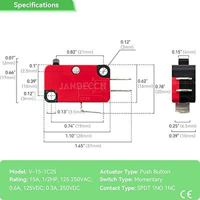 Buy Twidec/6Pcs Snap Action Button Micro Limit Switch 125V/250V