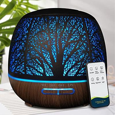 Diffusers for Essential Oils Large Room Humidifier, 500ml Aromatherapy  Diffuser Cool Mist Humidifier with Remote Control,7 Colors Lights & 3 Mist  Mode