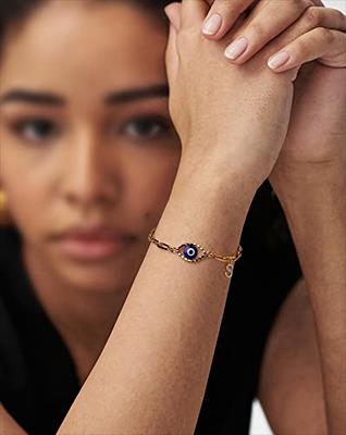 URSTAR Evil Eye Bracelets for Teen Girls, 14K Solid Gold over Evil