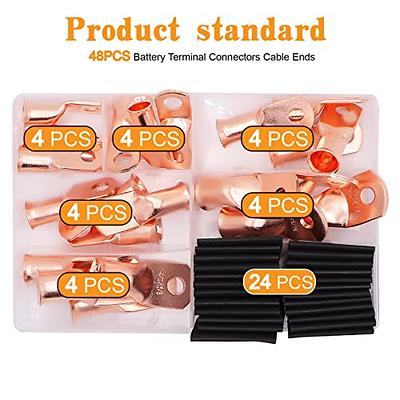 970Pcs Wire Ferrules Kit Tinned Copper Crimp Connector Non Insulated  Electrical Cable Pin Cord End Terminal Assortment Kit with 48Pcs Heat  Shrink