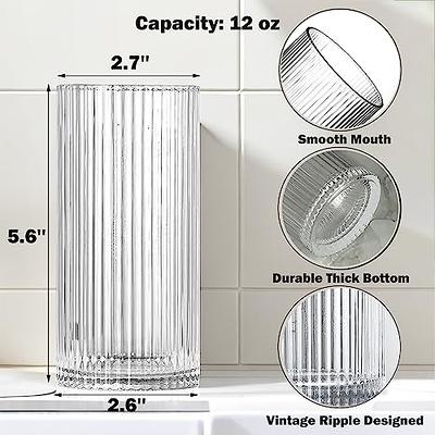 Cheardia Ribbed Glassware Vintage Drinking Glasses Set of 6, 12 oz Iced  Coffee Cup Glass Cups Clear Water Glass for Cocktail, Whiskey, Beer, Juice,  Water - Origami Style - Yahoo Shopping