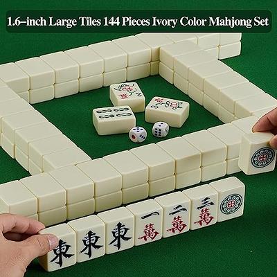 YINIUREN Chinese Mahjong Set Large 1.6-inch Mahjong Tiles 144 Melamine Mahjong Tiles Set