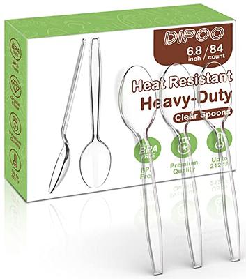 Pureegg Plastic Forks and Spoons - 200 Packs, 7 Disposable Plastic Silverware, Heavy-Duty Party Supplies, Heat-Resistant & BPA-Free Plastic Cutlery
