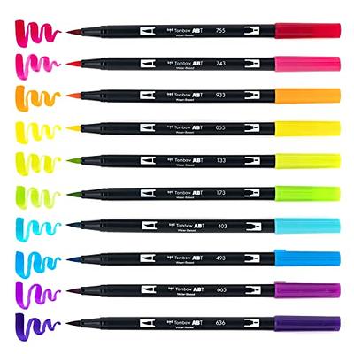 Tombow Dual Brush Pens, Dual-Tip Art Markers, Bright Set, 6 Pack