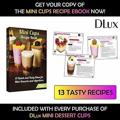 DLux 3 oz Mini Dessert Cups and lids Square Tall - Clear Plastic Parfait  Appetizer Cup