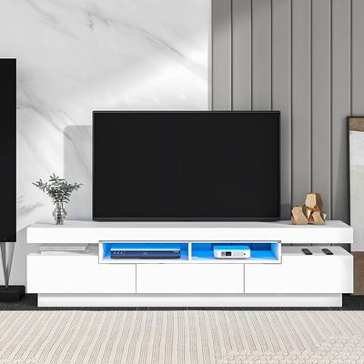 Modern White TV Stand with LED Lights, 71 Gaming Entertainment Center with  20 Color RGB Lights, TV Console for 75 inch TV