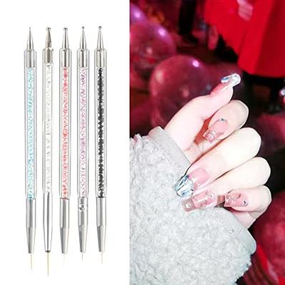 Nail Art Acrylic Pen Brushes Set,5Pcs Silicone Nail Art Acrylic Pen  Brushes, Rhinestone Handle Double-Ended Nail Art Pen, for Design Nail Foil  Carving