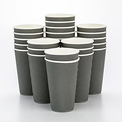 Disposable Paper Hot Cups - 500ct - Hot Beverage Cups, Paper Tea Cup - 12 oz - Eco Green - Ripple Wall, No Need for Sleeves - Insulated - Wholesale