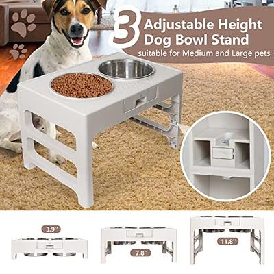 Elevated Dog Food Water Bowl - Raised Dog Bowls with Stand Non Skid -  Double Dog Feeding Bowl