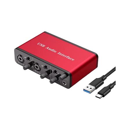 USB Audio Interface 2 In 2 Out with 48V Phantom Power,XLR Mic USB Audio  Mixer Recording Podcasting and Streaming 24Bit/192kHz True Stereo