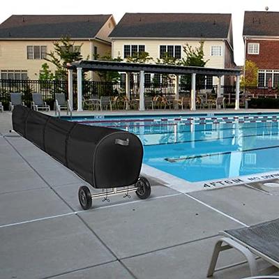 18FT Solar Pool Cover Reel for Above Ground Swimming Pool Solar Blanket  Black
