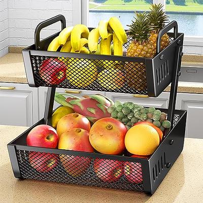 Fruit Basket Bowls For Kitchen Counter - Metal Fruit Stand with Handle -  Kitchen Vegetables Bread Snacks Storage Organization, 2 Tier Black - Yahoo  Shopping