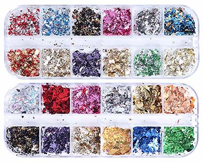 AUOCATTAIL 24 Grids Foil Nail Art Holographic Aluminum Nail Foil Flakes  Stickers Nail Sequins 3D Glitter Decoration DIY Design Accessories Rainbow  Nail Art Supplies Gold Nail Decals - Yahoo Shopping