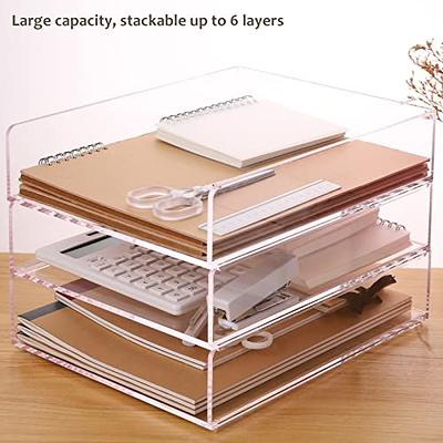 SANRUI Paper Organizer for Desk,Acrylic Stackable Letter Tray