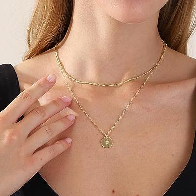 TINGN Gold Layered Necklaces for Women 14k Gold Plated Paperclip Dainty  Coin Initial Necklace - Walmart.com