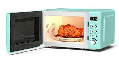 Retro Microwave Oven, SIMOE Small Countertop Microwave 0.7 cu. ft. 700W  with 8 Preset Cooking Options (White)