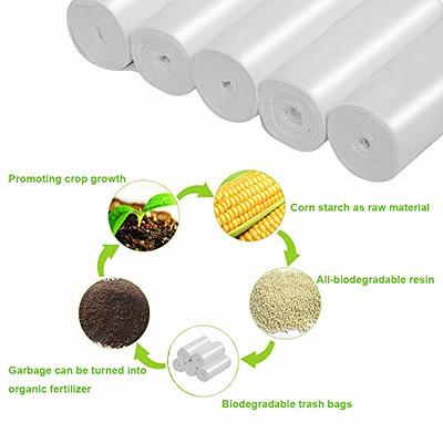 1.2 Gallon Compostable Trash Bags, Small Trash Bags for bathroom office  kitchen, Strong Small Garbage Bags fit 4.5-5 Liter Trash Can,1 Gallon-1.5  Gallon,White Compost Bags