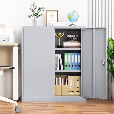 Atripark 42 Metal Storage Cabinets with Locking Doors, Lockable Steel  Storage Cabinet with 2 Doors and 2 Adjustable Shelves, Grey Metal Cabinet  Great