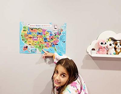  USA Map for Kids - Laminated - United States Wall