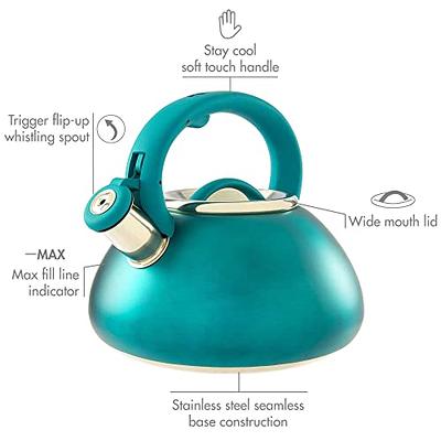 Primula Avalon Whistling Stovetop Tea Kettle Food Grade Stainless Steel  Wide Mouth, Fast to Boil, Cool Touch Handle, 2.5-Quart, Teal - Yahoo  Shopping
