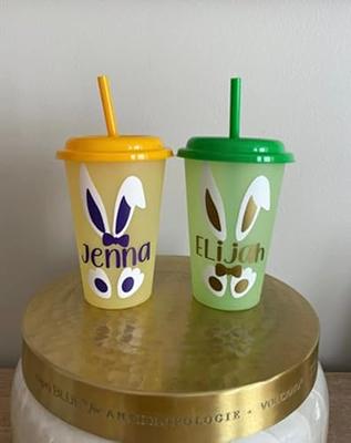 Bunny Ears Easter kids cups 12oz, kids cups with straws, personalized  coloring changing tumbler cups, cups for baskets, pastel Easter cups (green  1) - Yahoo Shopping