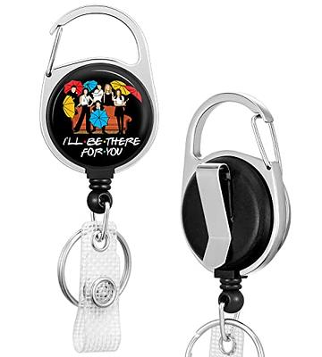 SHAMZBEST Retractable ID Badge Holder, Heavy Duty Badge Reel with Belt Clip Key BAK for Name Tag Key Chain, with 26.5” Steel Wire Cord for Office