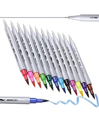 Eglyenlky Colored Markers for Adult Coloring Book, Felt Tip Marker, Dual  Tip Brush Pens with Brush and Fine Tip for Adult Teen Kid Coloring  Journaling