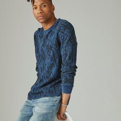 Lucky Brand Printed Indigo Crew Neck Thermal - Men's Clothing Tops