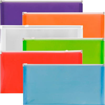 JAM PAPER Plastic Envelopes with Zip Closure - Letter Booklet - 9 3/4 x 13  - Assorted Colors - 6/Pack