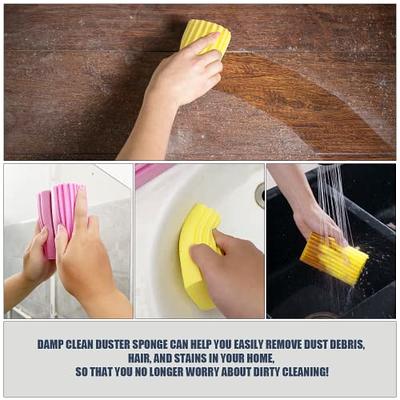 Fikoksol 4pcs Damp Dusting Sponge Yellow, Household Clean Sponges