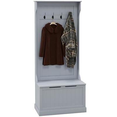 Carmalita Black and Gray Hall Tree with Shoe Cubby and Coat Rack, Shoe