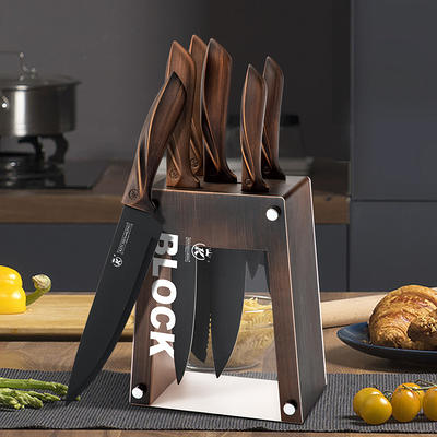 Kitchen Knife Set, Retrosohoo 6-Pieces Black Sharp Knife Set for Kitchen,  Non-stick Non-slip Stainless Steel Chef Knife Set with Universal Knife  Block