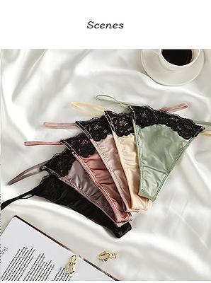 Women Briefs Soft Silk Panties Silk Satin Lingerie G-String Summer Lace  Knickers 