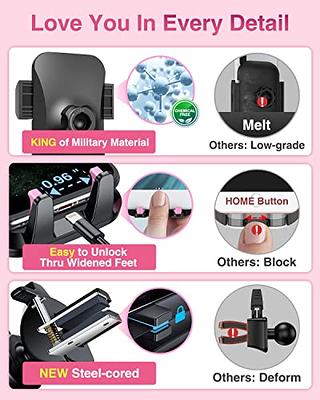 VANMASS 2024【Strongest Suction & Military-Grade】 Car Phone Mount 【Patent &  Safety】Ultimate Cell Phone Holder Handsfree Stand for Dash Windshield Vent  for iPhone 15 Pro Max 14 13 Android & Truck, Pink 